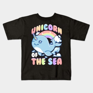 Cute Unicorn Of The Sea Narwhal Rainbow Kids T-Shirt
